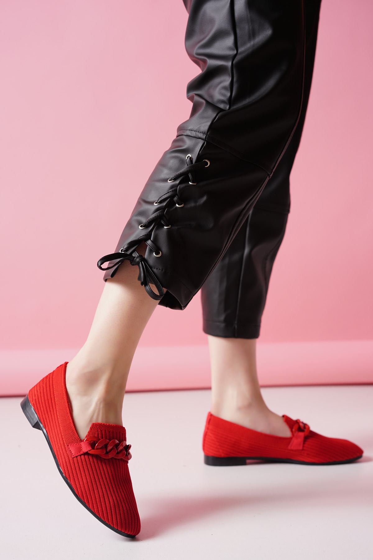 Marbella Kırmızı Triko Kadın Ayakkabı