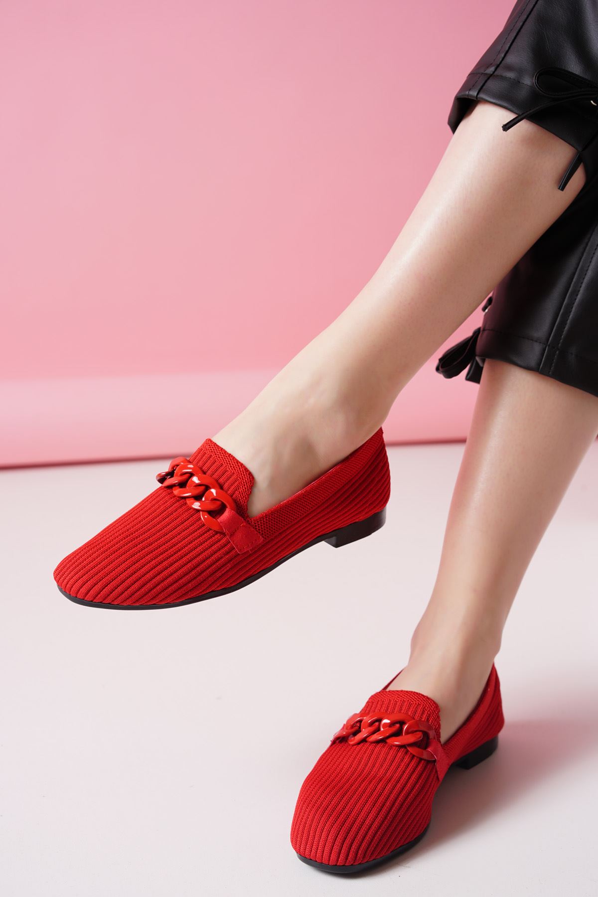 Marbella Kırmızı Triko Kadın Ayakkabı