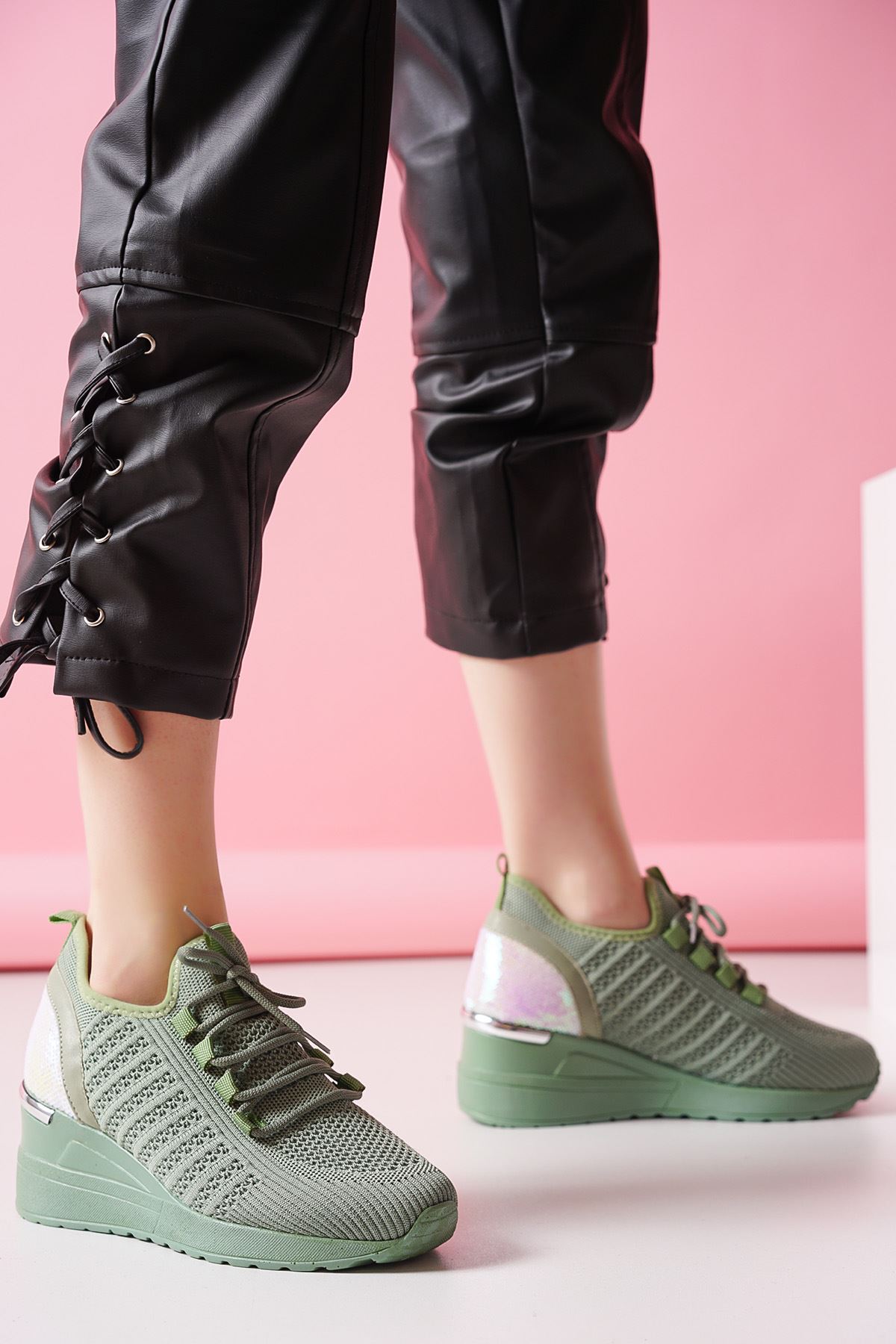 Devin Mint Yeşil Triko Kadın Spor Ayakkabı
