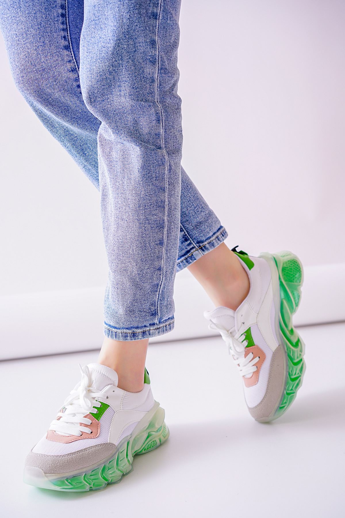 Melany Beyaz Yeşil Kadın Spor Ayakkabı