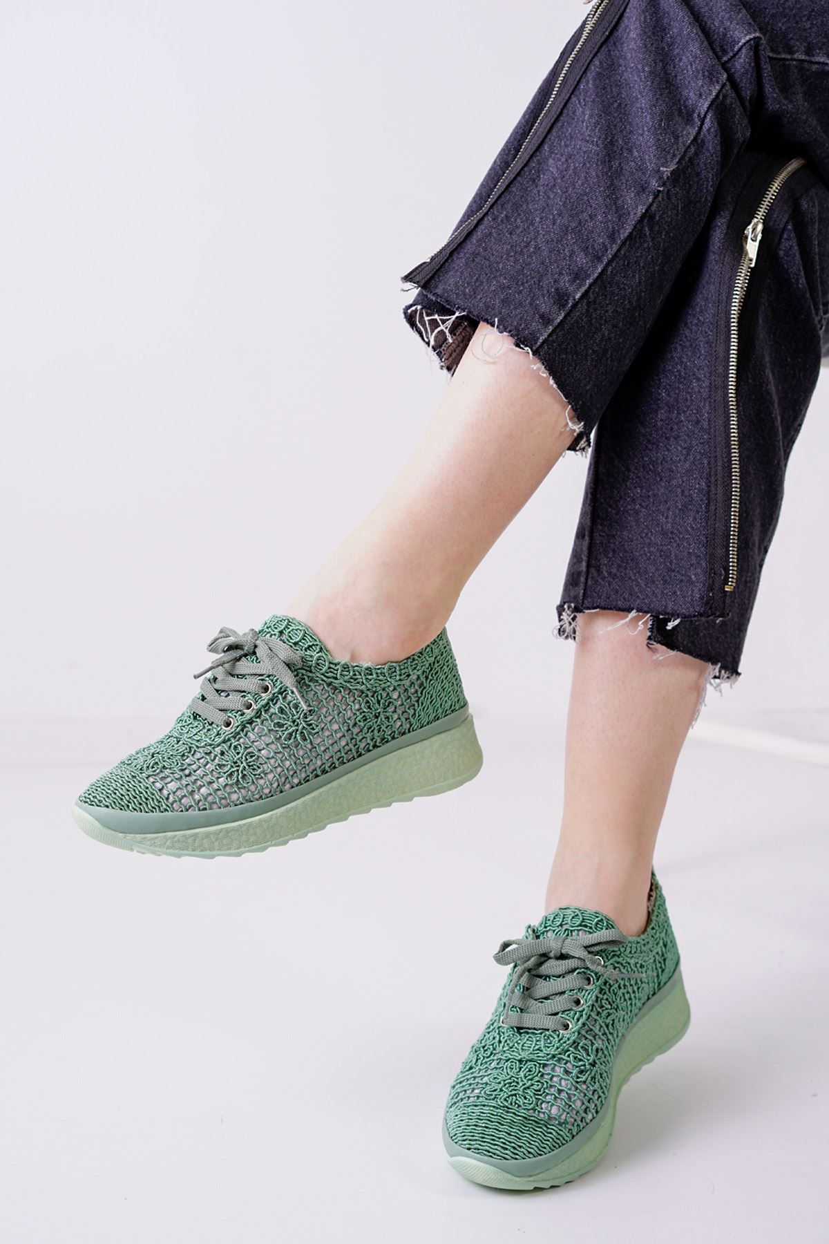 Naevus Yeşil Dantel Kadın Spor Ayakkabı