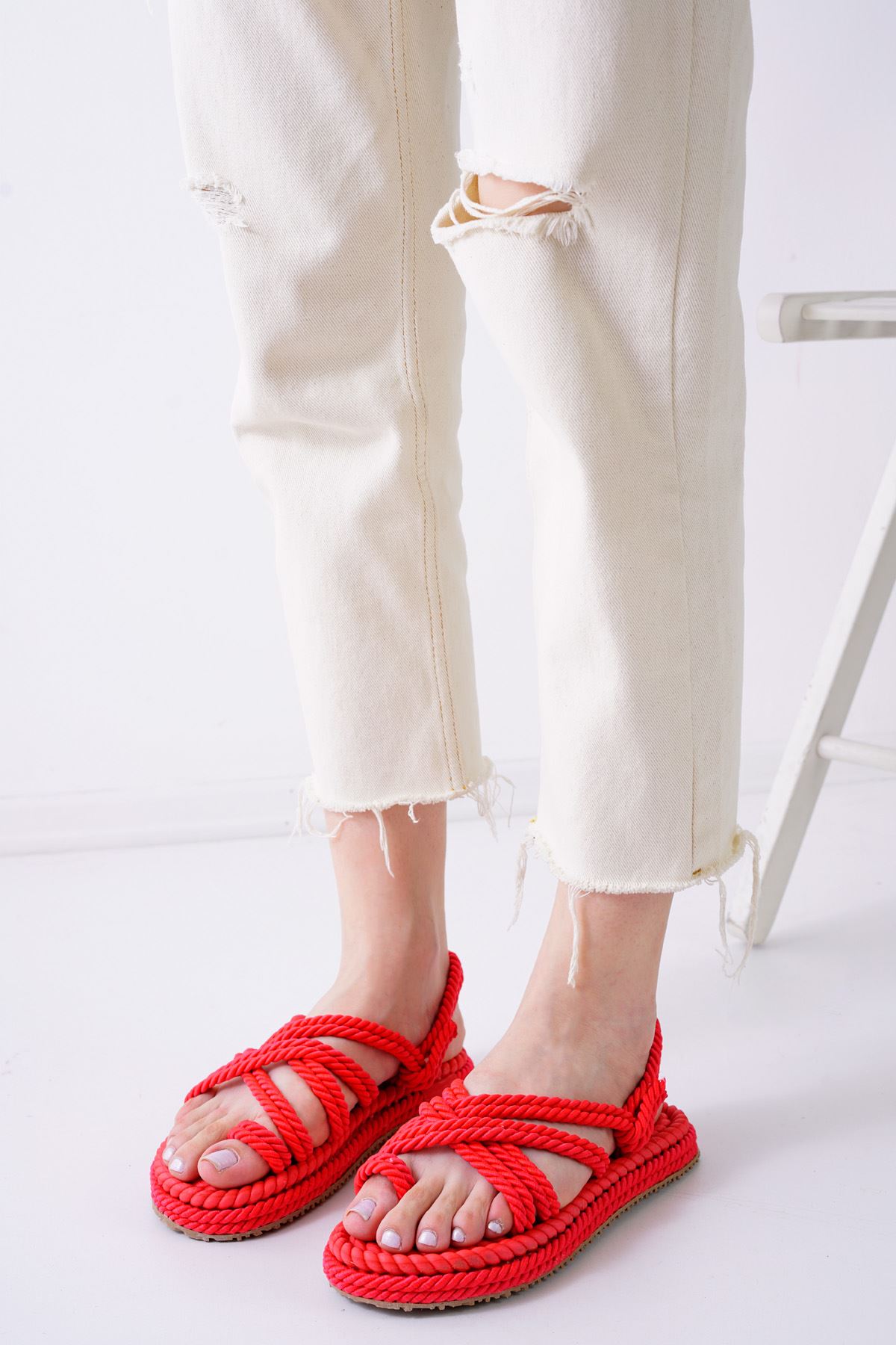 Summer Kırmızı Halat Kadın Sandalet