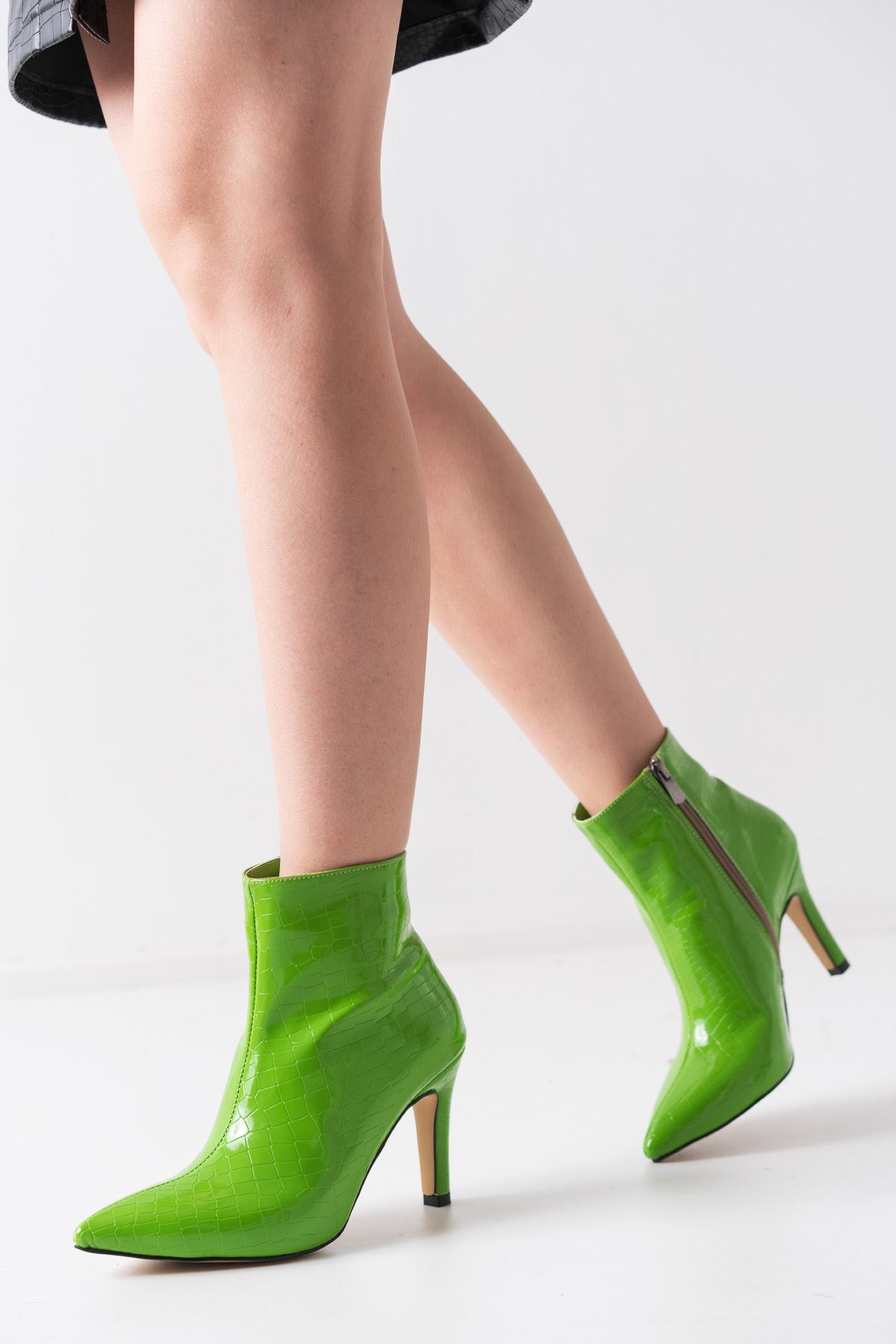 Marcy Yeşil Kroko Yüksek Topuklu Kadın Bot
