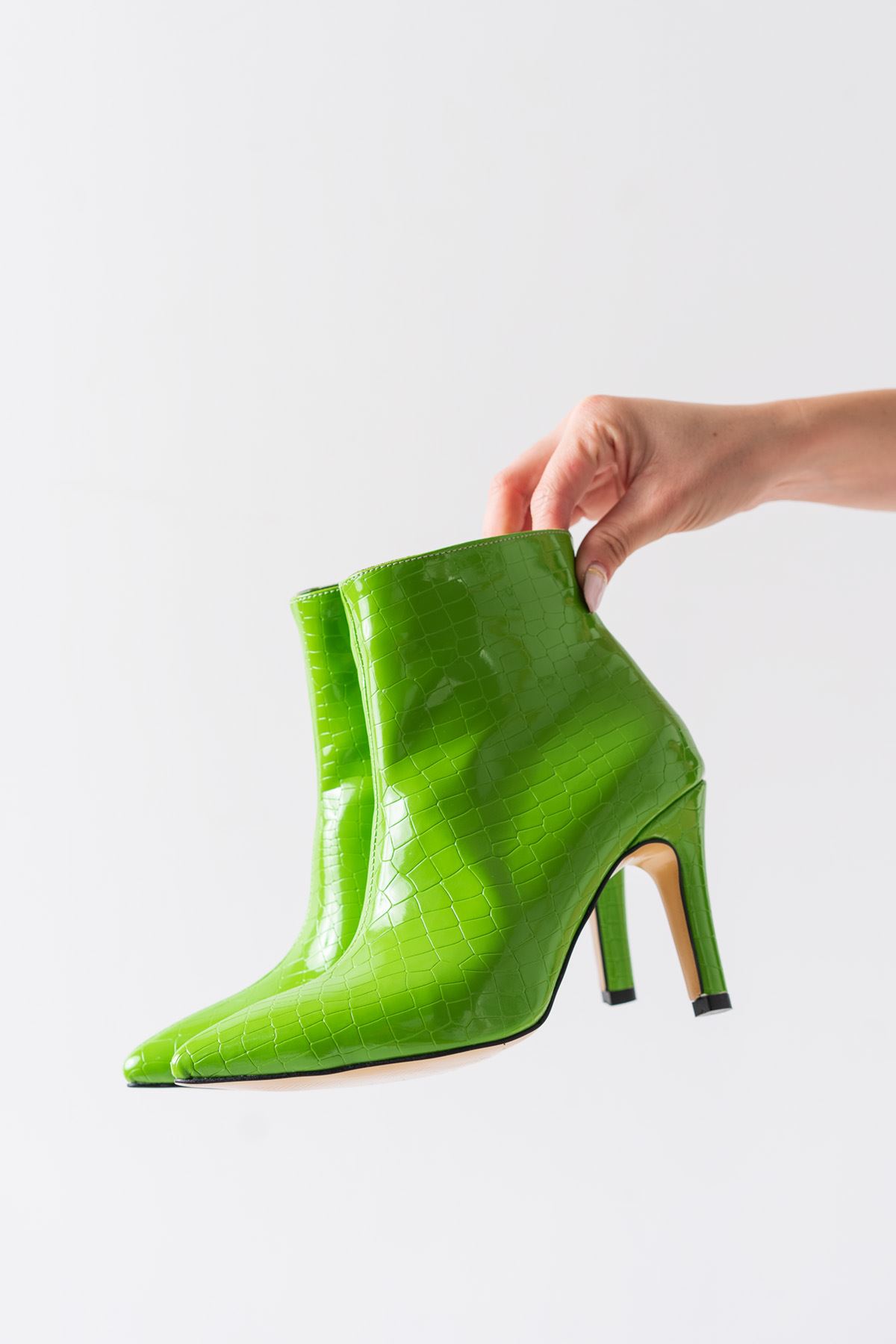 Marcy Yeşil Kroko Yüksek Topuklu Kadın Bot