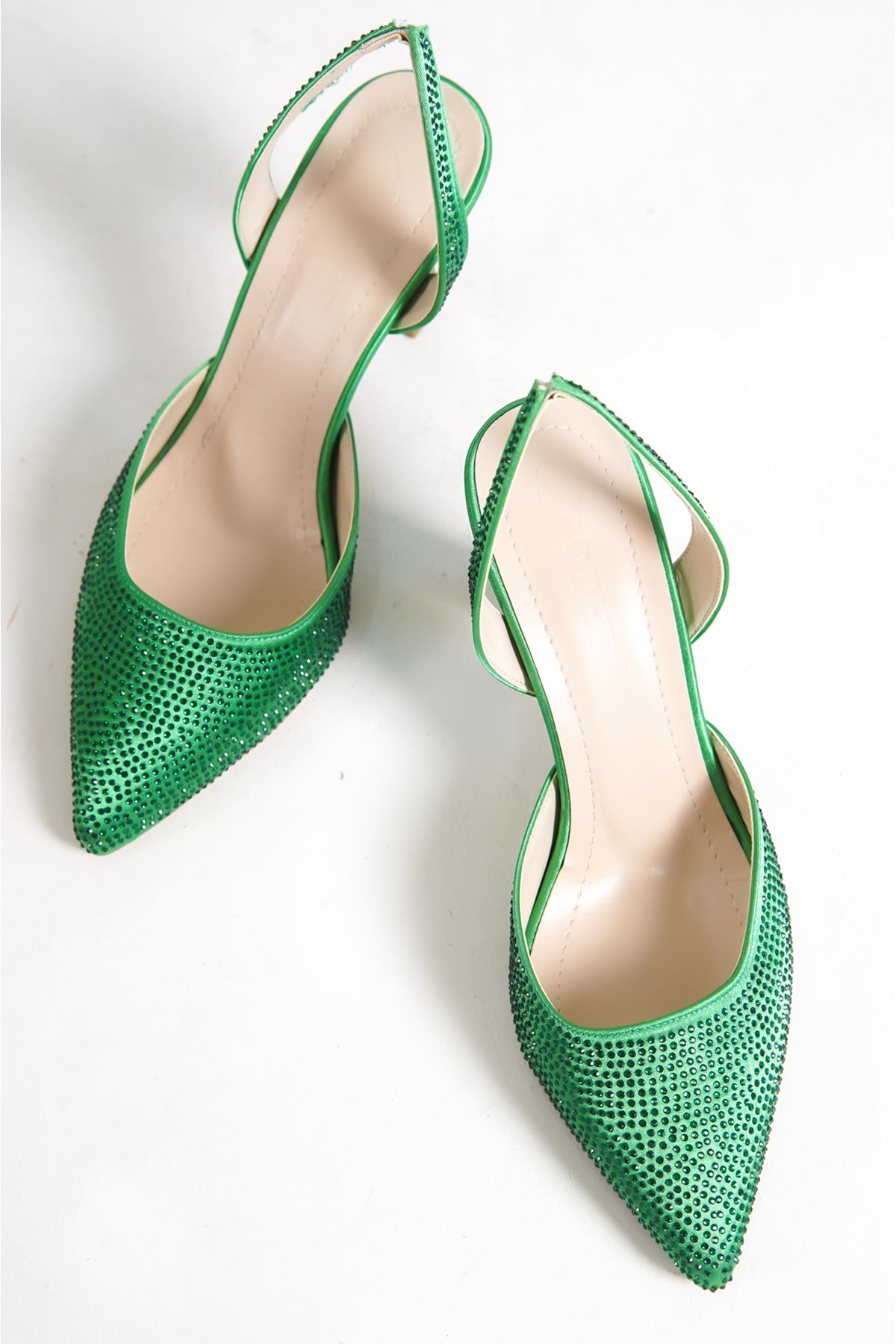 Derek Yeşil Taşlı Topuklu Kadın Ayakkabı