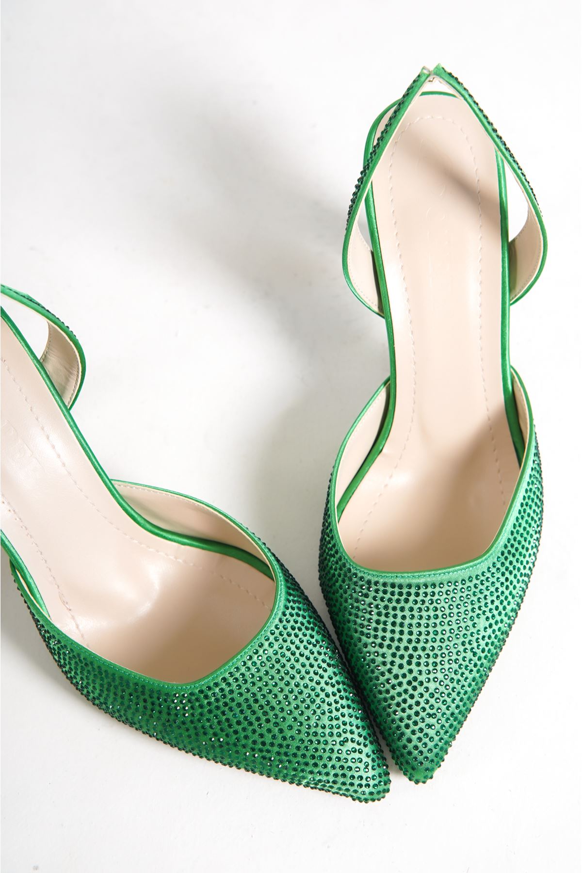 Derek Yeşil Taşlı Topuklu Kadın Ayakkabı