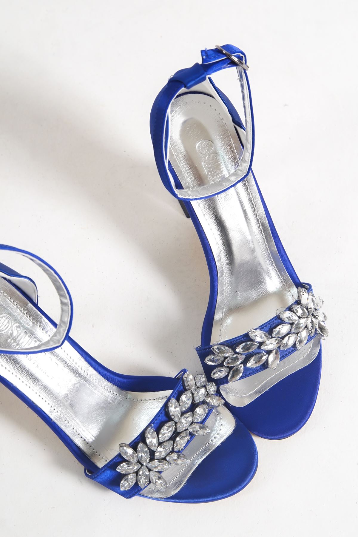 Lively Mavi Saten Şeffaf Topuklu Kadın Ayakkabı