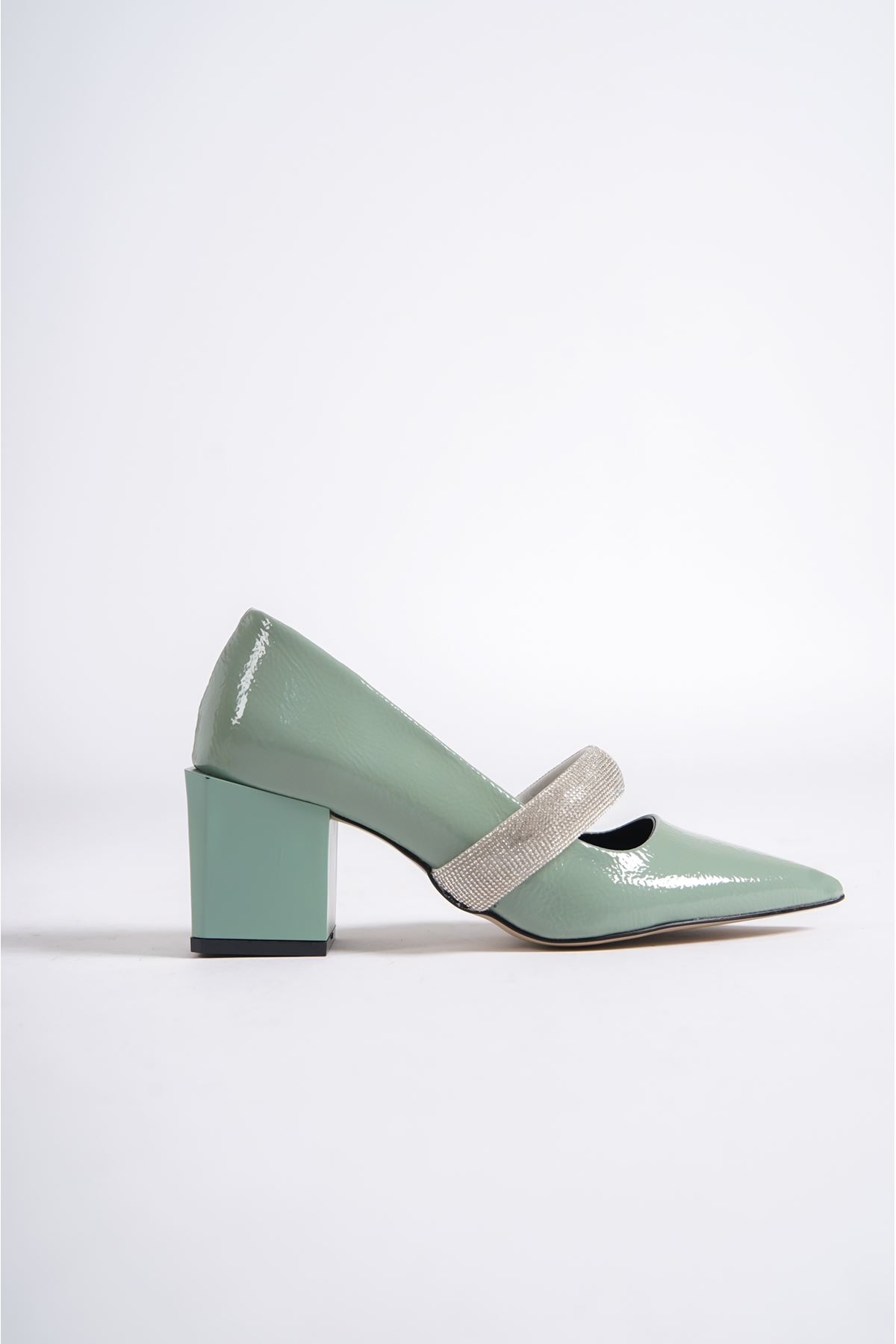 Mary Yeşil Rugan Topuklu Kadın Ayakkabı