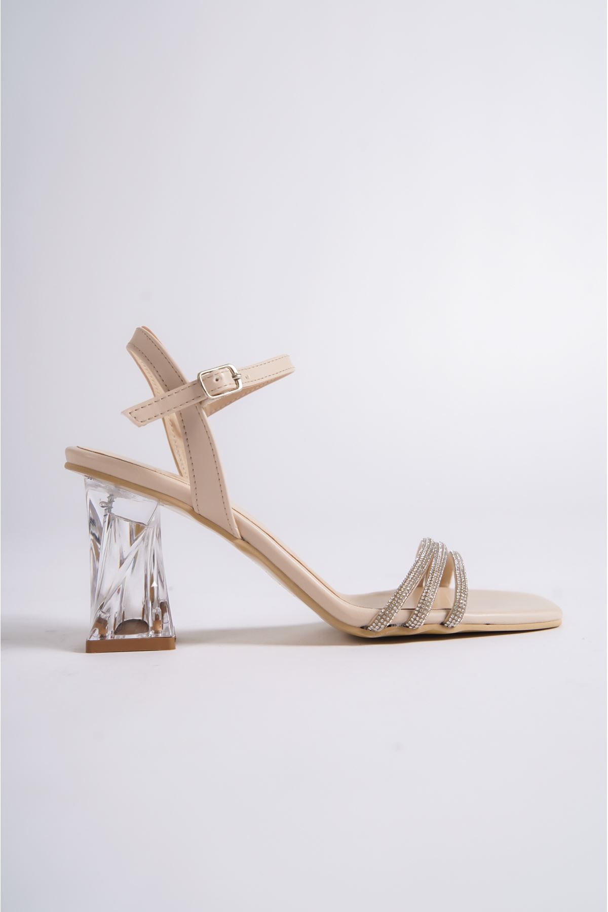 Stephan Bej Taşlı Şeffaf Topuklu Kadın Ayakkabı