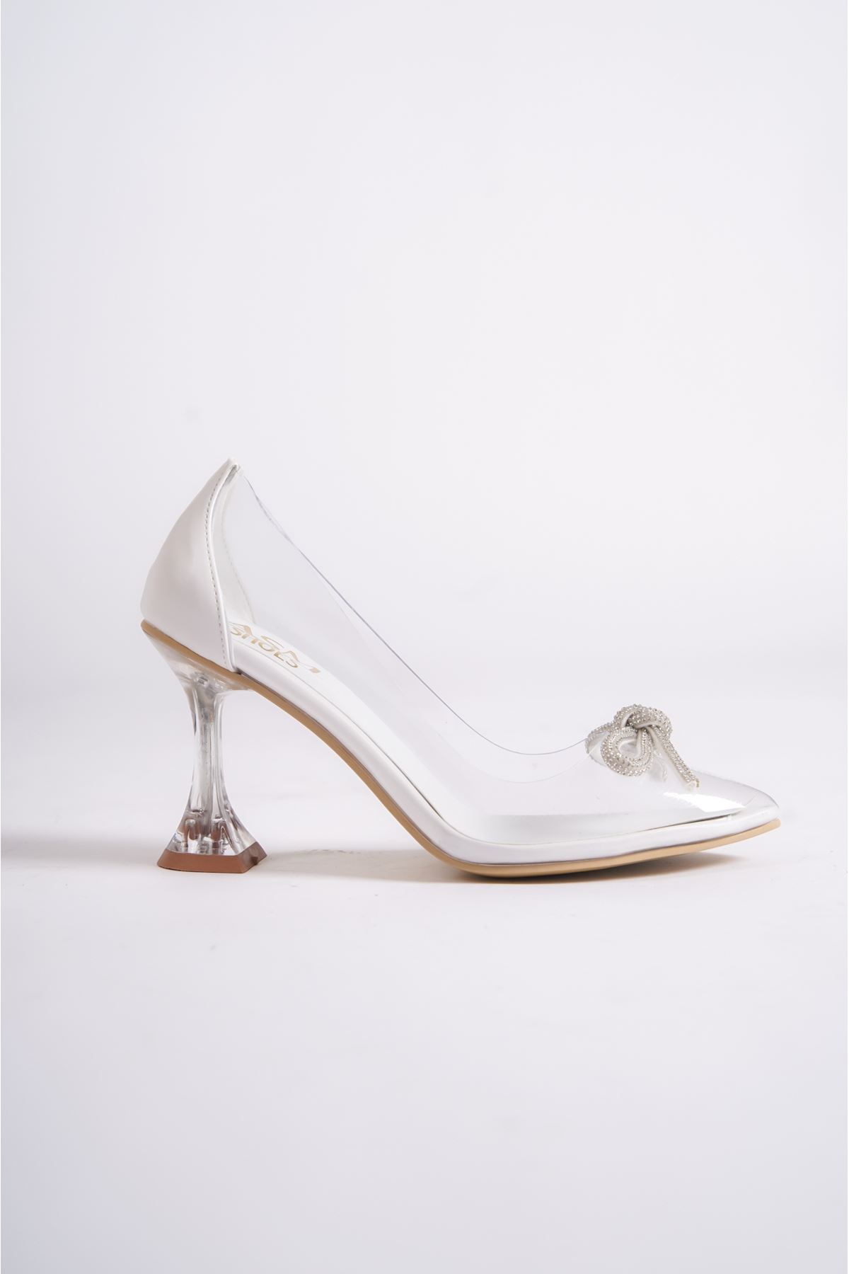 Kaarle Beyaz Şeffaf Topuklu Kadın Ayakkabı