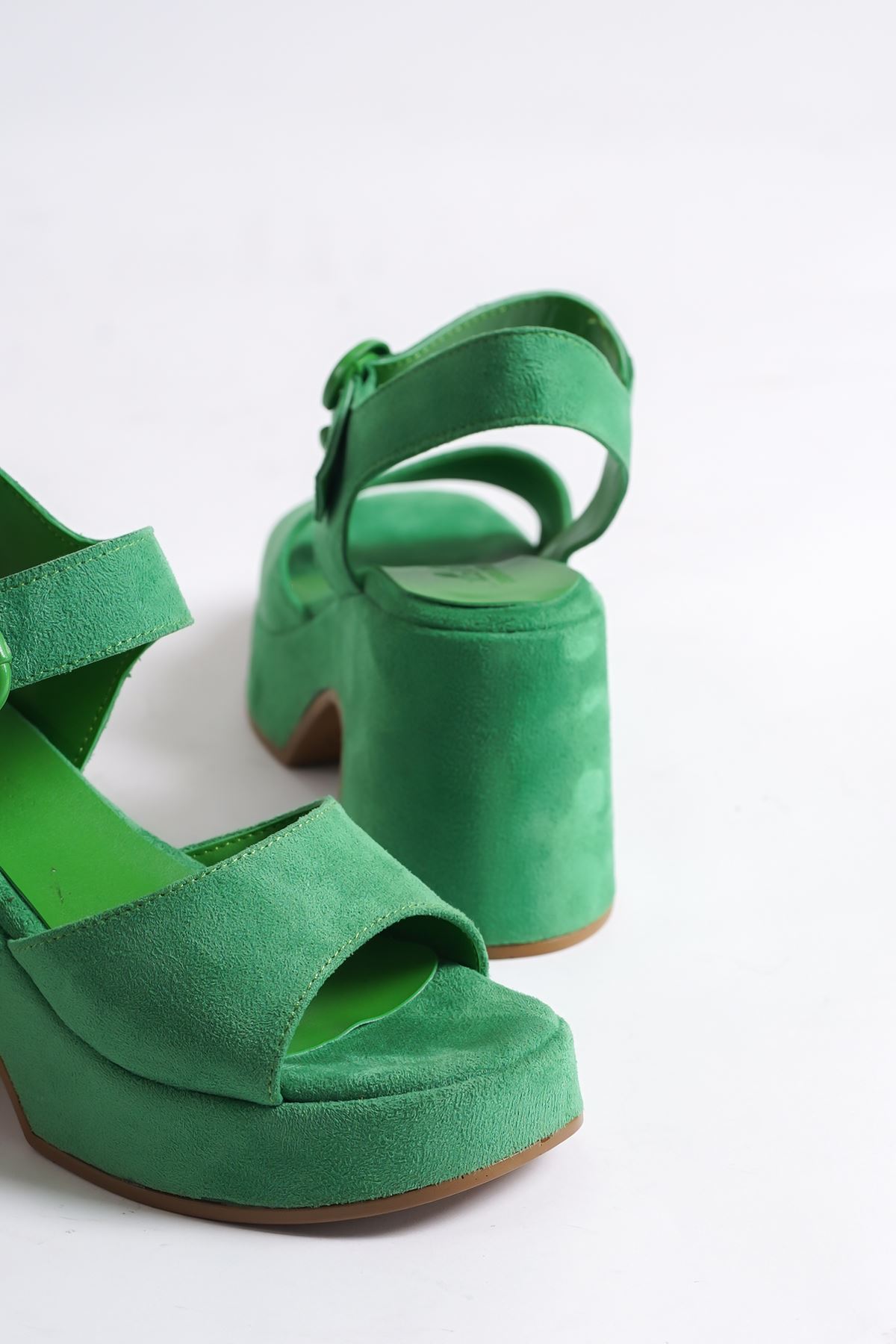 Darcy Yeşil Süet Platform Topuklu Kadın Ayakkabı
