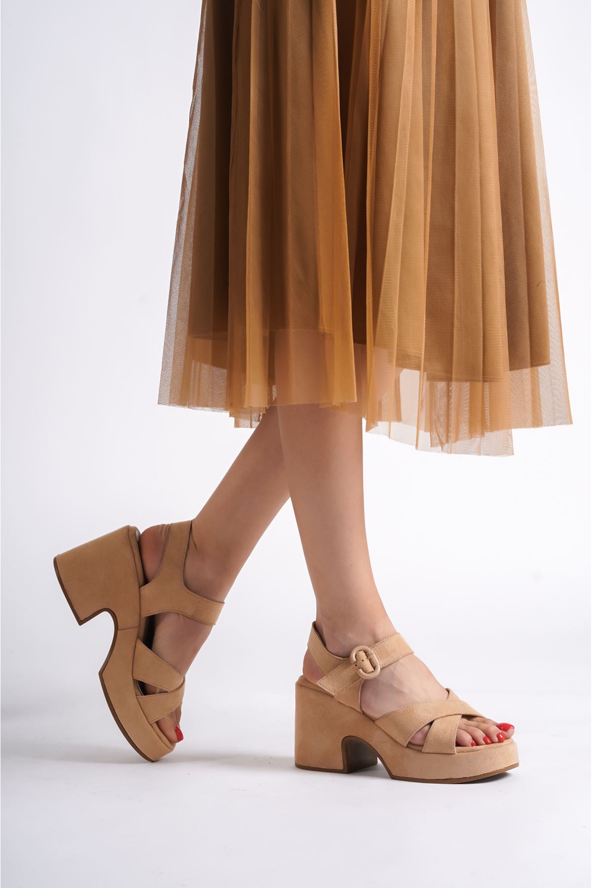 Leonore Nude Süet Platform Topuklu Kadın Ayakkabı