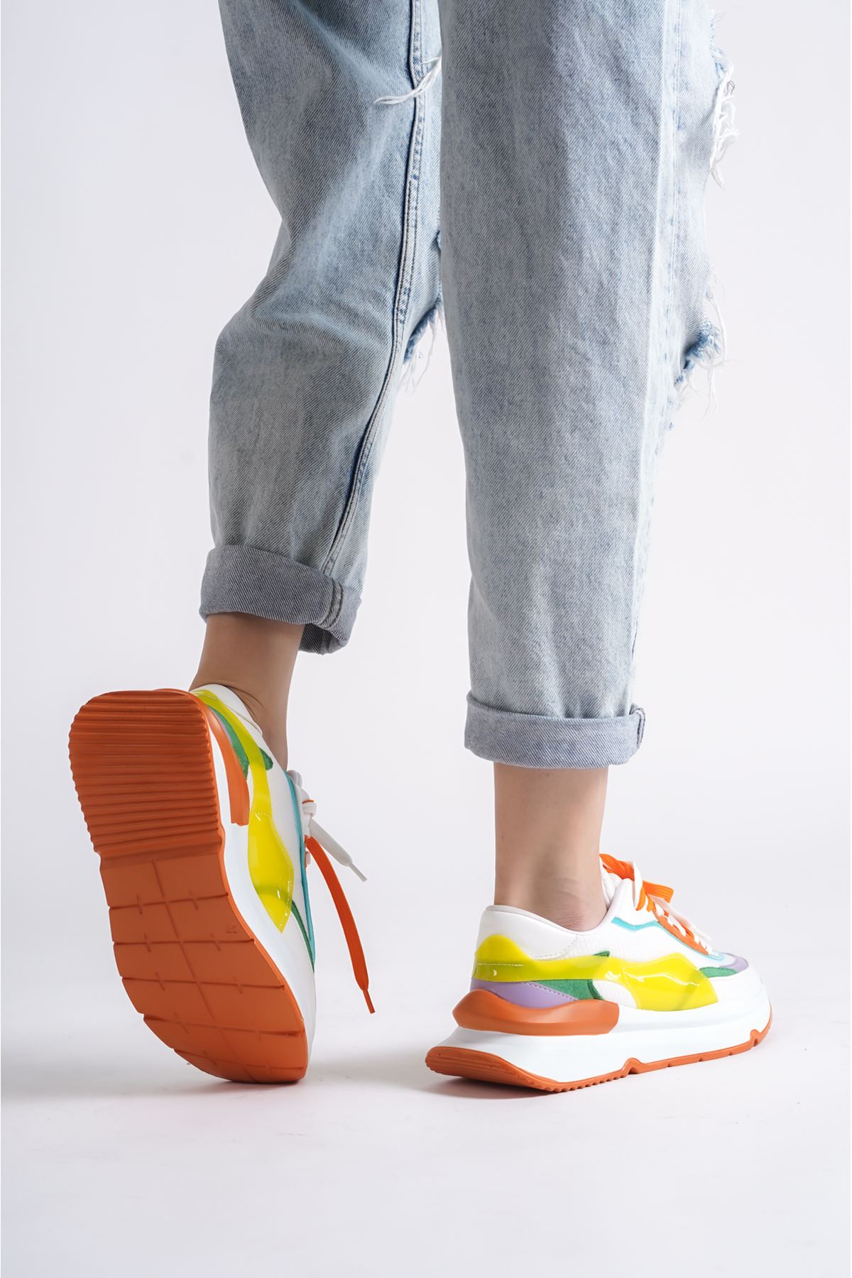 Osaca Beyaz Oranj Kadın Spor Ayakkabı