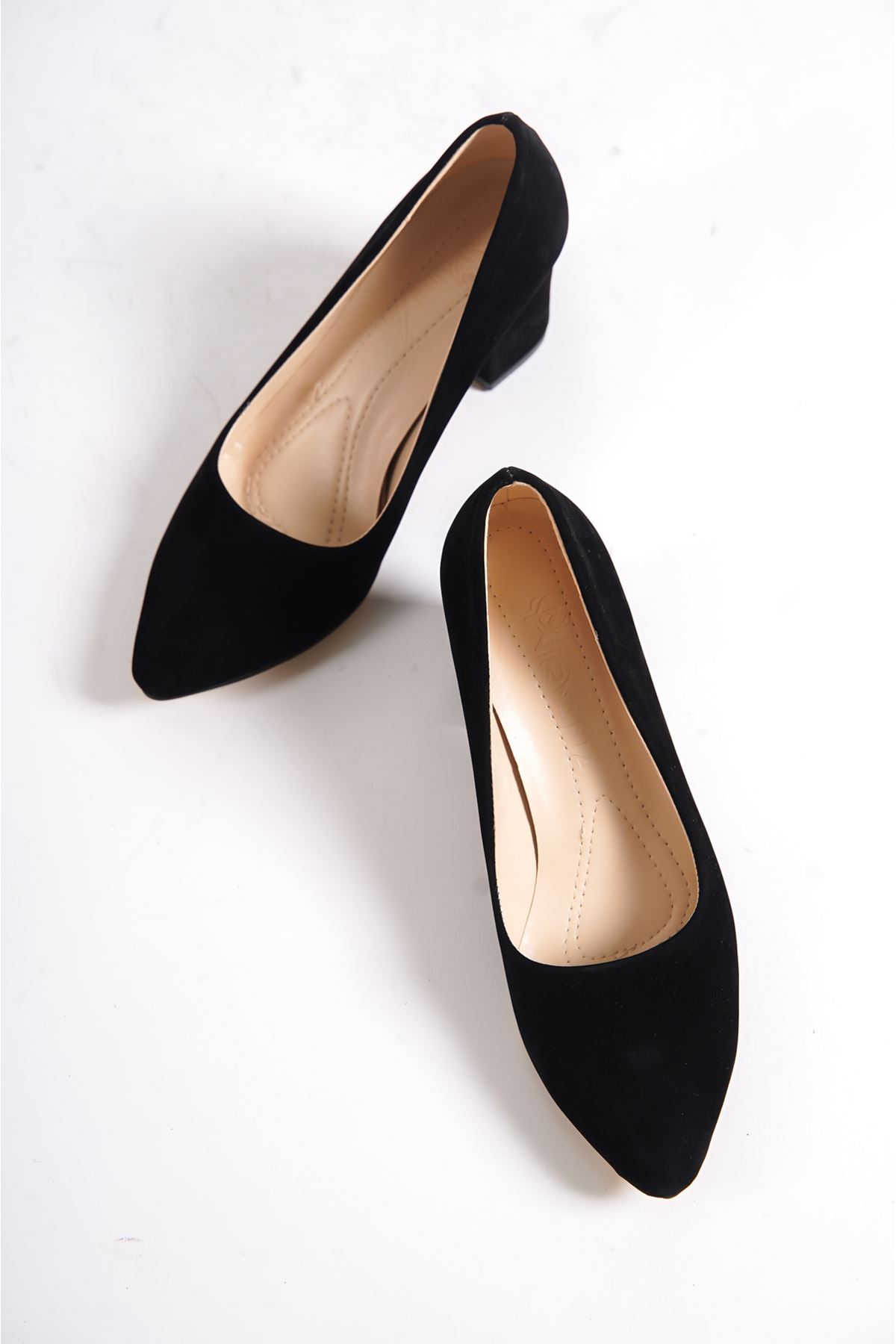 Roselin Siyah Süet Kadın Topuklu Ayakkabı