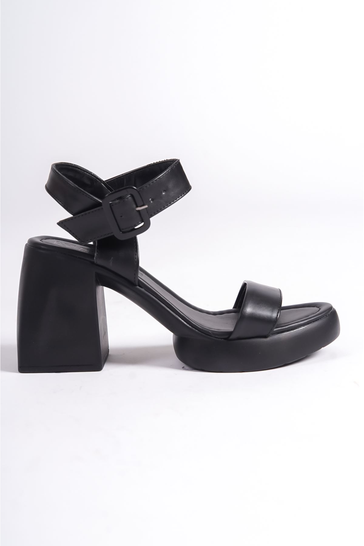 Louise Siyah Mat Deri Plartfom Topuklu Kadın Ayakkabı   