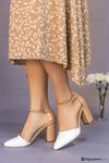 Catena Beyaz Mat Deri Kadın Topuklu Ayakkabı