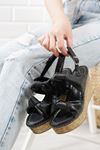 Niola Siyah Mat Deri Dolgu Topuklu Kadın Ayakkabı
