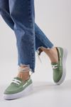 Bruno Mint Yeşil Beyaz Tabanlı Keten Kadın Ayakkabı