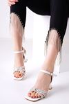 Aster Beyaz Şeffaf Topuklu Kadın Ayakkabı