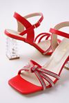 Aster Kırmızı Şeffaf Topuklu Kadın Ayakkabı
