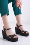 Alyna Siyah Dolgu Topuklu Kadın Ayakkabı