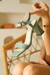 Darlin Mint Yeşil Mat Deri Topuklu Kadın Ayakkabı