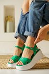 Natalia Yeşil Mat Deri Dolgu Topuklu Kadın Ayakkabı