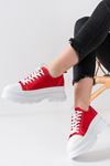 Dubai Kırmızı Keten Bağcıklı Kadın Spor Ayakkabı