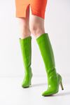 Jisell Yeşil Kroko Yüksek Topuklu Kadın Çizme