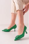 Arline Yeşil Mat Deri Kadın Topuklu Ayakkabı