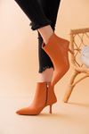 Agnes Oranj Cilt Topuklu Kadın Bot