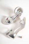 Glenn Gümüş Mat Deri Topuklu Kadın Ayakkabı