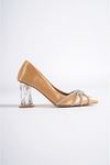 Thomas Nude Saten Taşlı Şeffaf Topuklu Kadın Ayakkabı