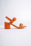 Thayer Oranj Mat Deri Topuklu Kadın Ayakkabı