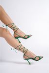 Henri Yeşil Mat Deri Topuklu Kadın Ayakkabı