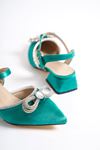 Elisa Yeşil Saten Taşlı Topuklu Kadın Ayakkabı