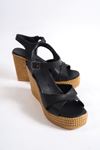 Bayard Siyah Mat Deri Dolgu Topuklu Kadın Ayakkabı