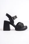 Erig Siyah Mat Deri Plartfom Topuklu Kadın Ayakkabı