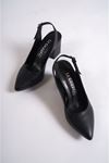 Louis Siyah Mat Deri Topuklu Kadın Ayakkabı