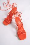 Henri Oranj Mat Deri Topuklu Kadın Ayakkabı