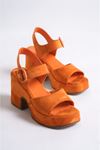 Darcy Oranj Süet Platform Topuklu Kadın Ayakkabı