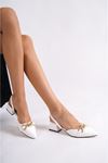 Adael Beyaz Mat Deri Topuklu Kadın Ayakkabı  