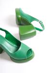 Cera Yeşil Mat Deri Plartfom Topuklu Kadın Ayakkabı  