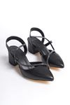 Malahtri Siyah Mat Deri Topuklu Kadın Ayakkabı