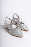 Malahtri Gümüş Simli Topuklu Kadın Ayakkabı  