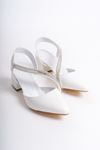 Tamara Beyaz Mat Deri Topuklu Kadın Ayakkabı