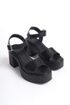 Loura Siyah Mat Deri Platfom Topuklu Kadın Ayakkabı