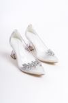 Merlin Beyaz Şeffaf Taşlı Topuklu Ayakkabı
