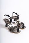 Helena Platin Taşlı Topuklu Ayakkabı  
