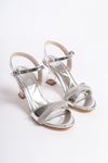 Helena Gümüş Taşlı Topuklu Ayakkabı  